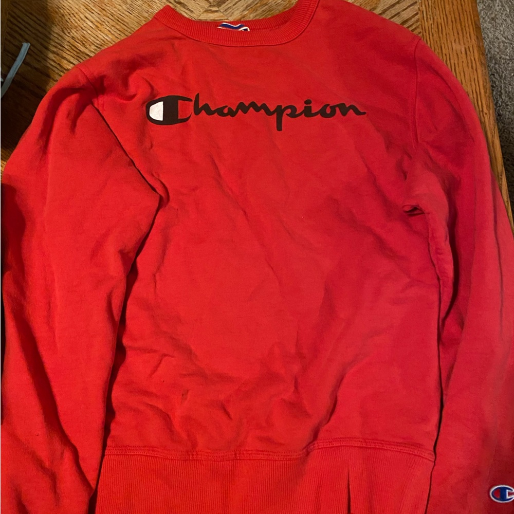 Red champion hoodie medium